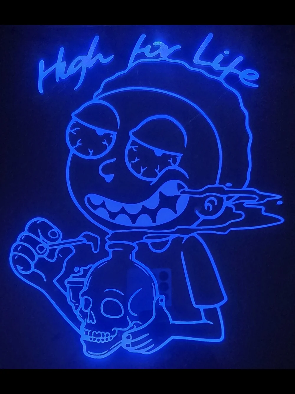 Blue Neon 'High for Life' Rick Graphic Light